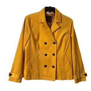 LizClaiborne New York Yellow Corduroy Double Breasted Peacoat